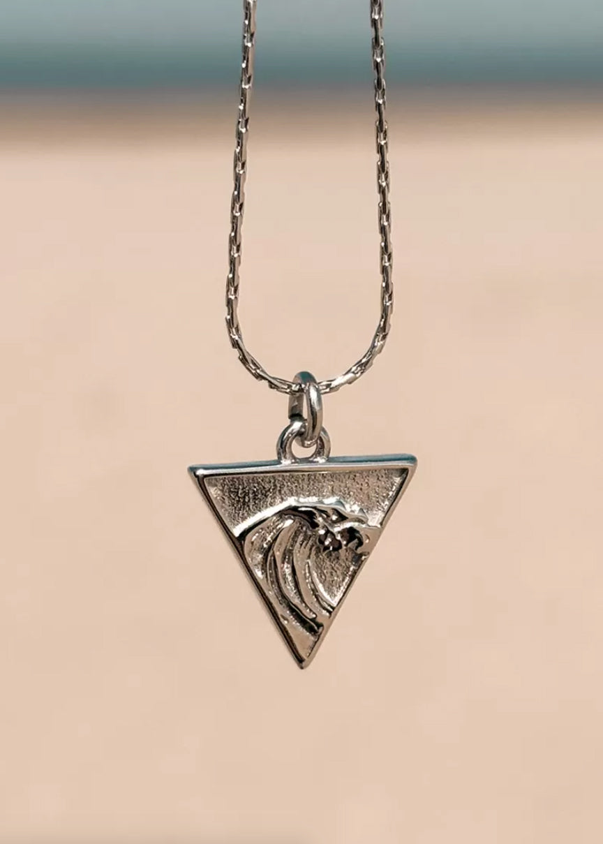 Ocean Wave Rider Necklace - Silver