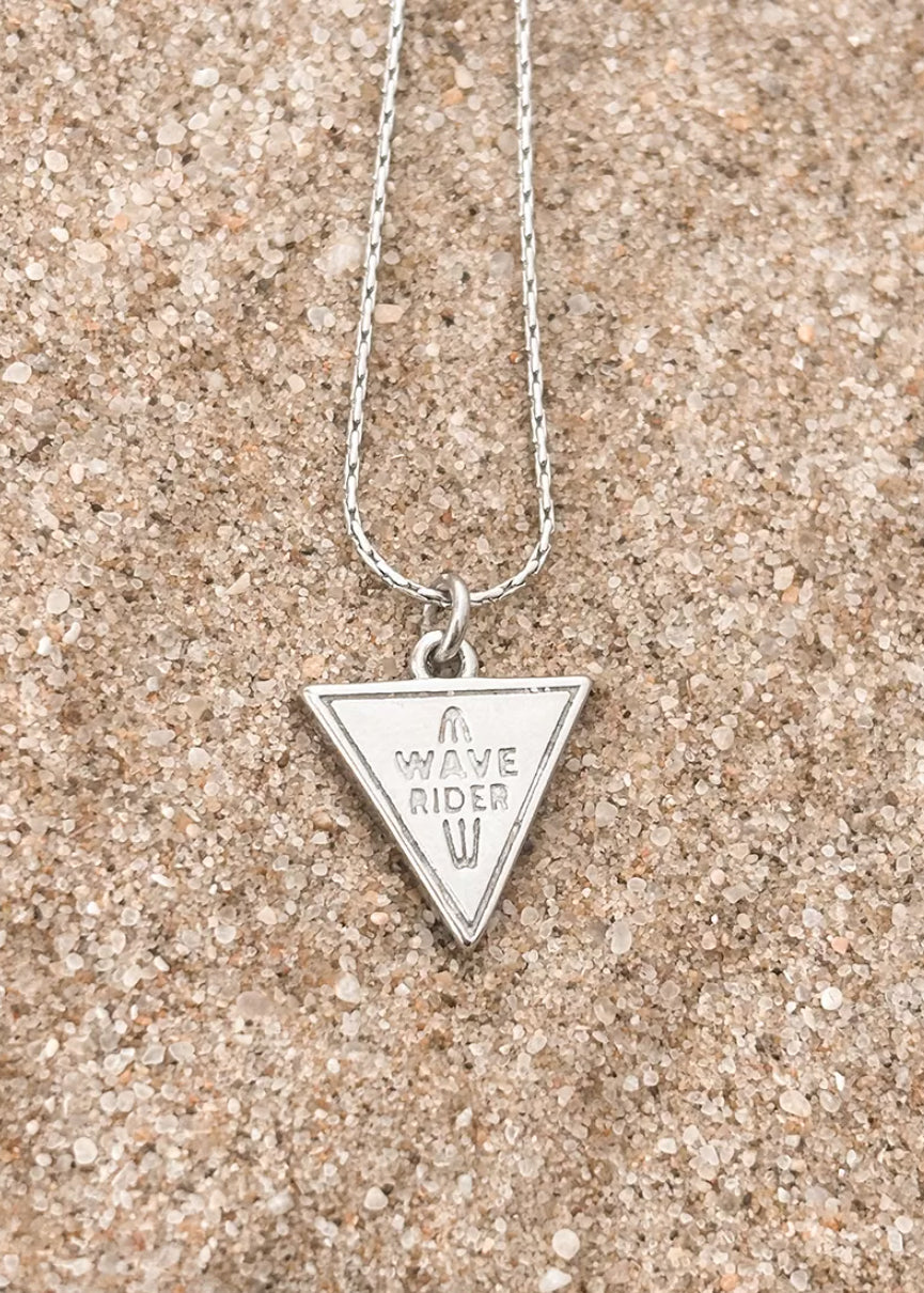 Ocean Wave Rider Necklace - Silver