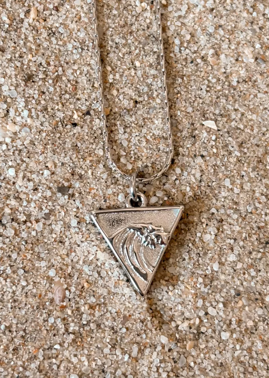 Ocean Wave Rider Necklace - Silver