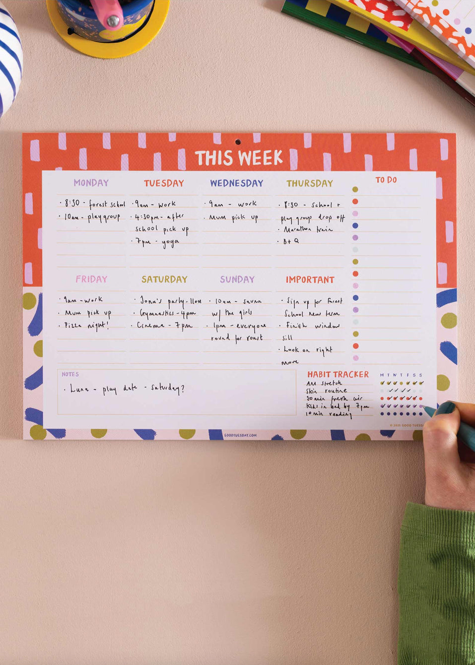 A4 Colour Flow Weekly Planner Pad | Habit Tracker