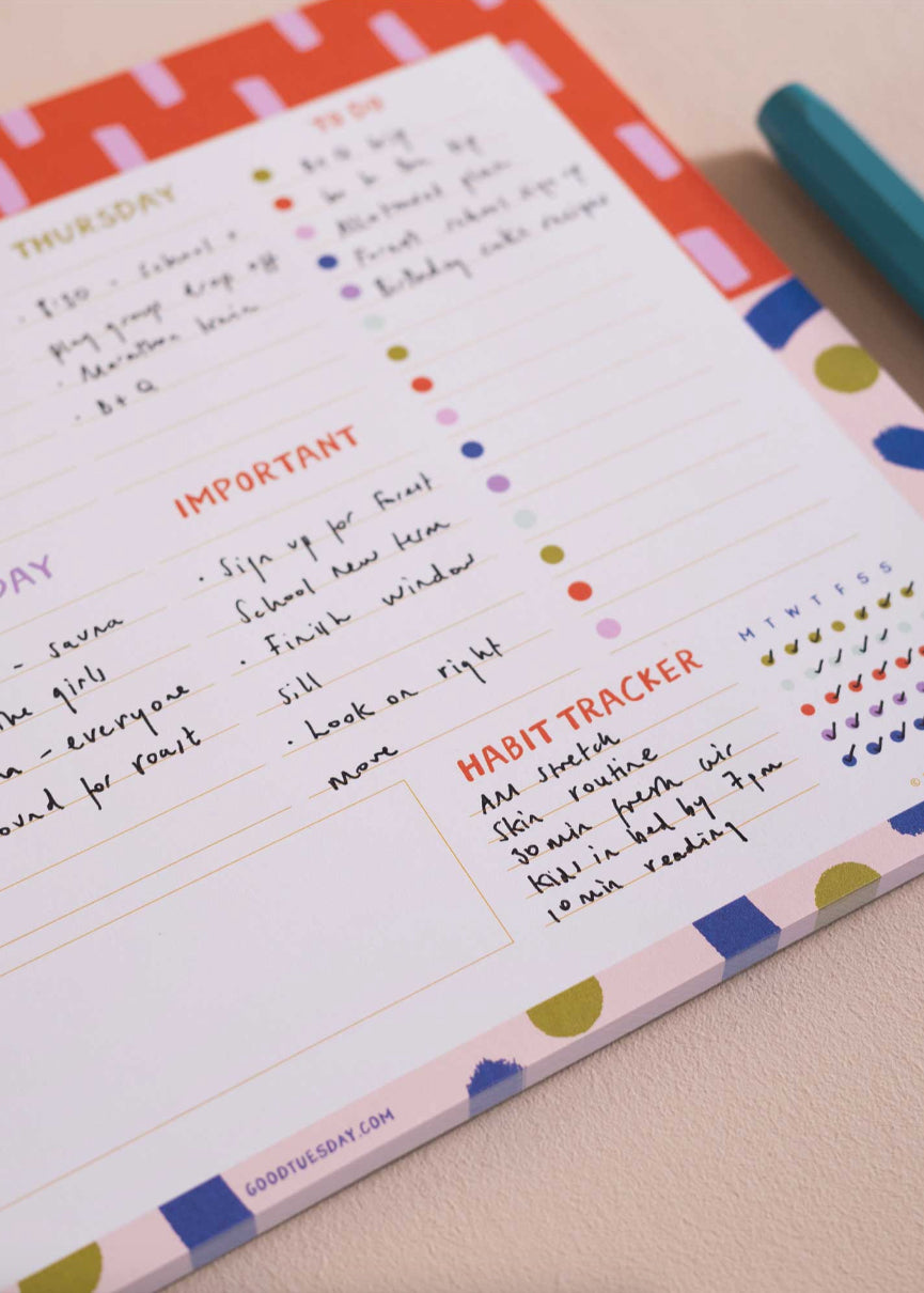 A4 Colour Flow Weekly Planner Pad | Habit Tracker
