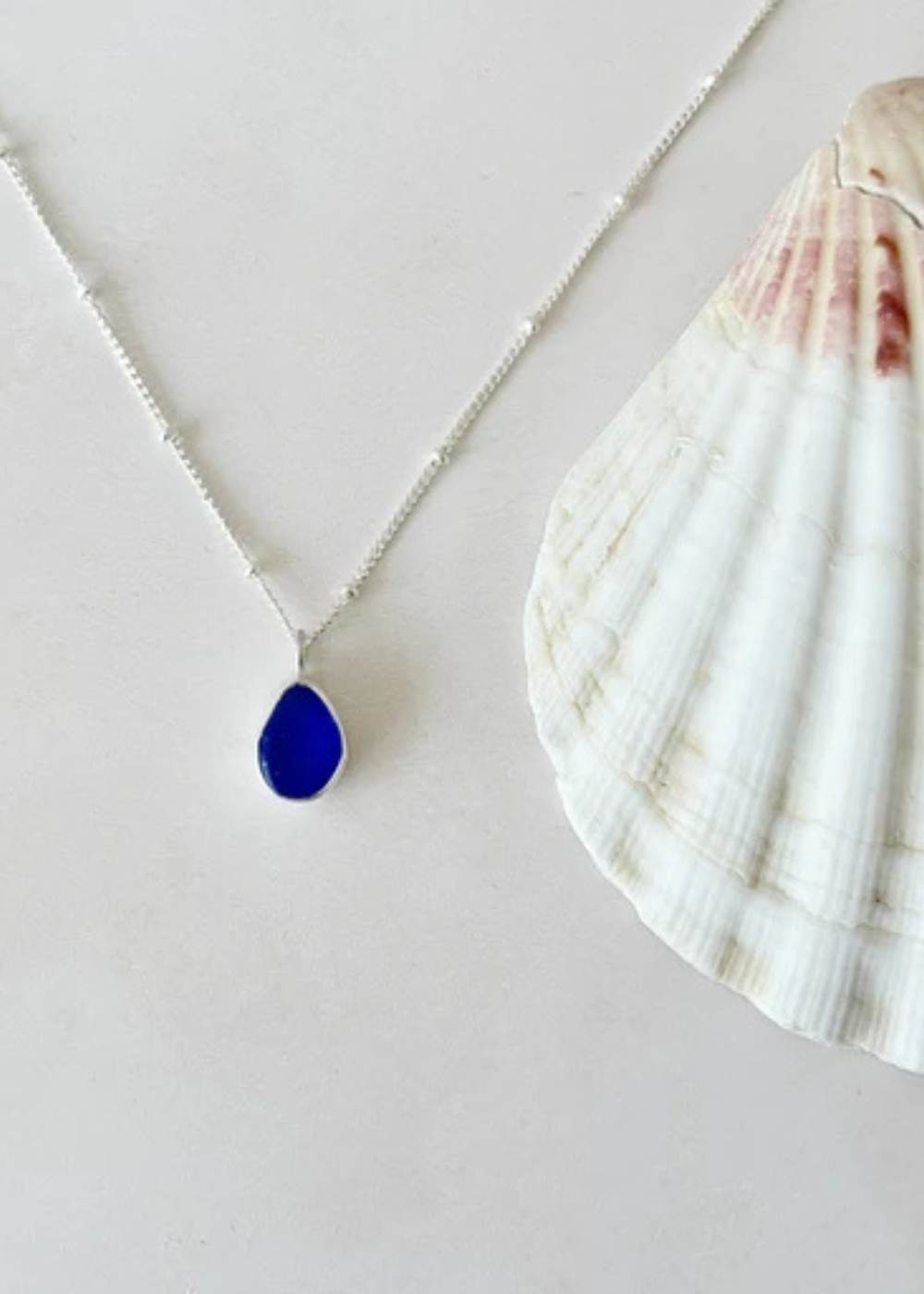 Ocean Blue Seaglass Droplet Necklace