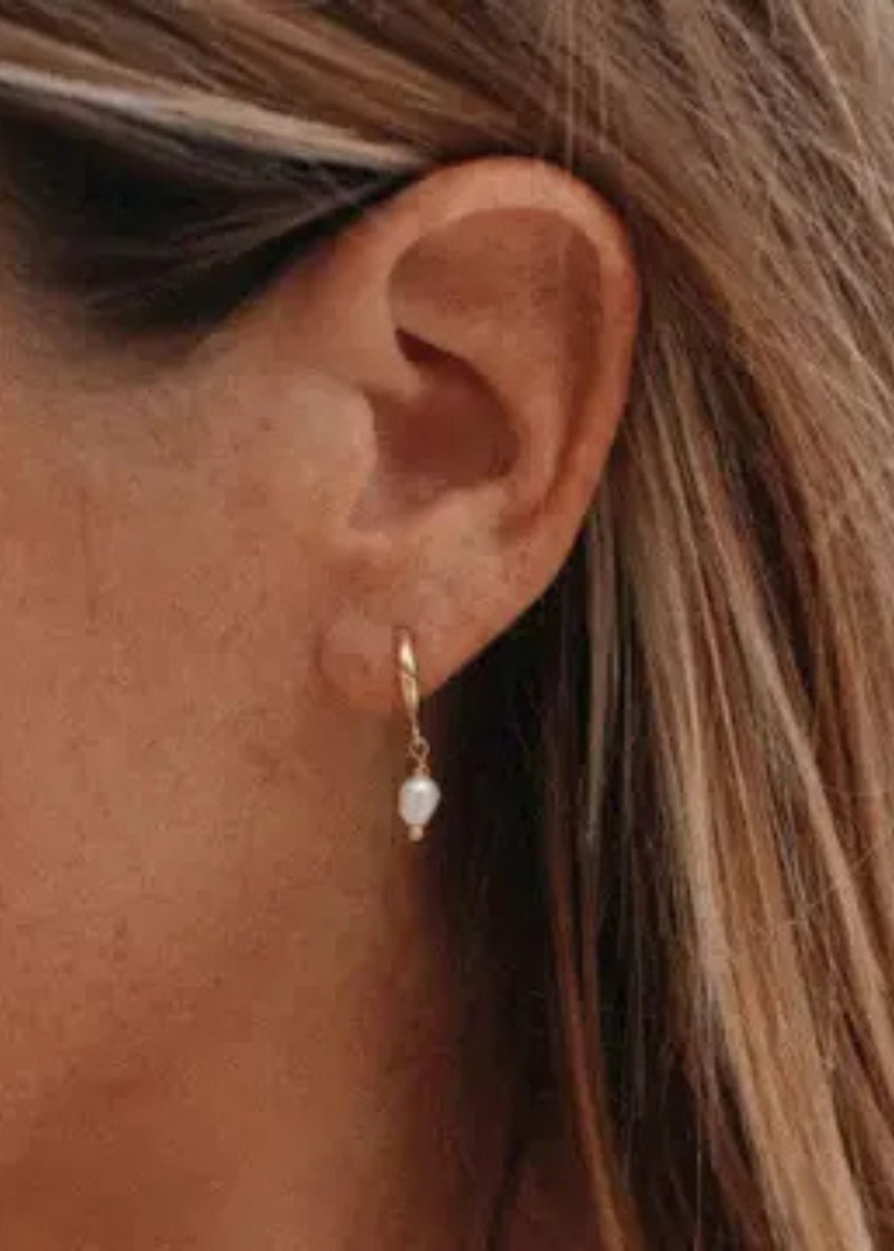 Golden Beaded Charm Hoop Earrings