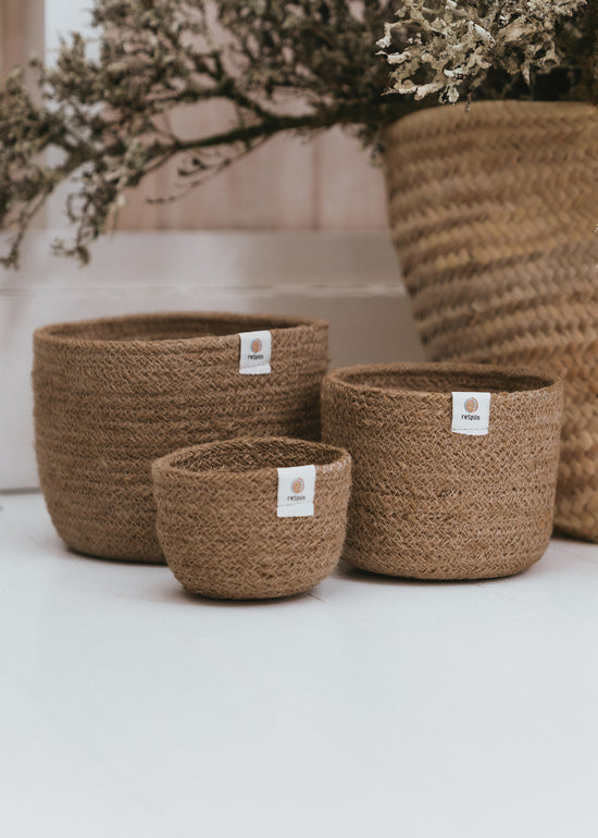 Three Piece Jute Basket Set - Natural