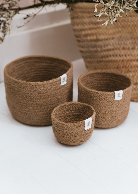 Three Piece Jute Basket Set - Natural