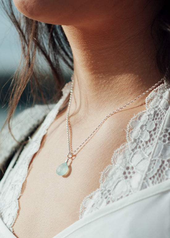 Aqua Chalcedony Pendant Necklace by Sadie Jewellery