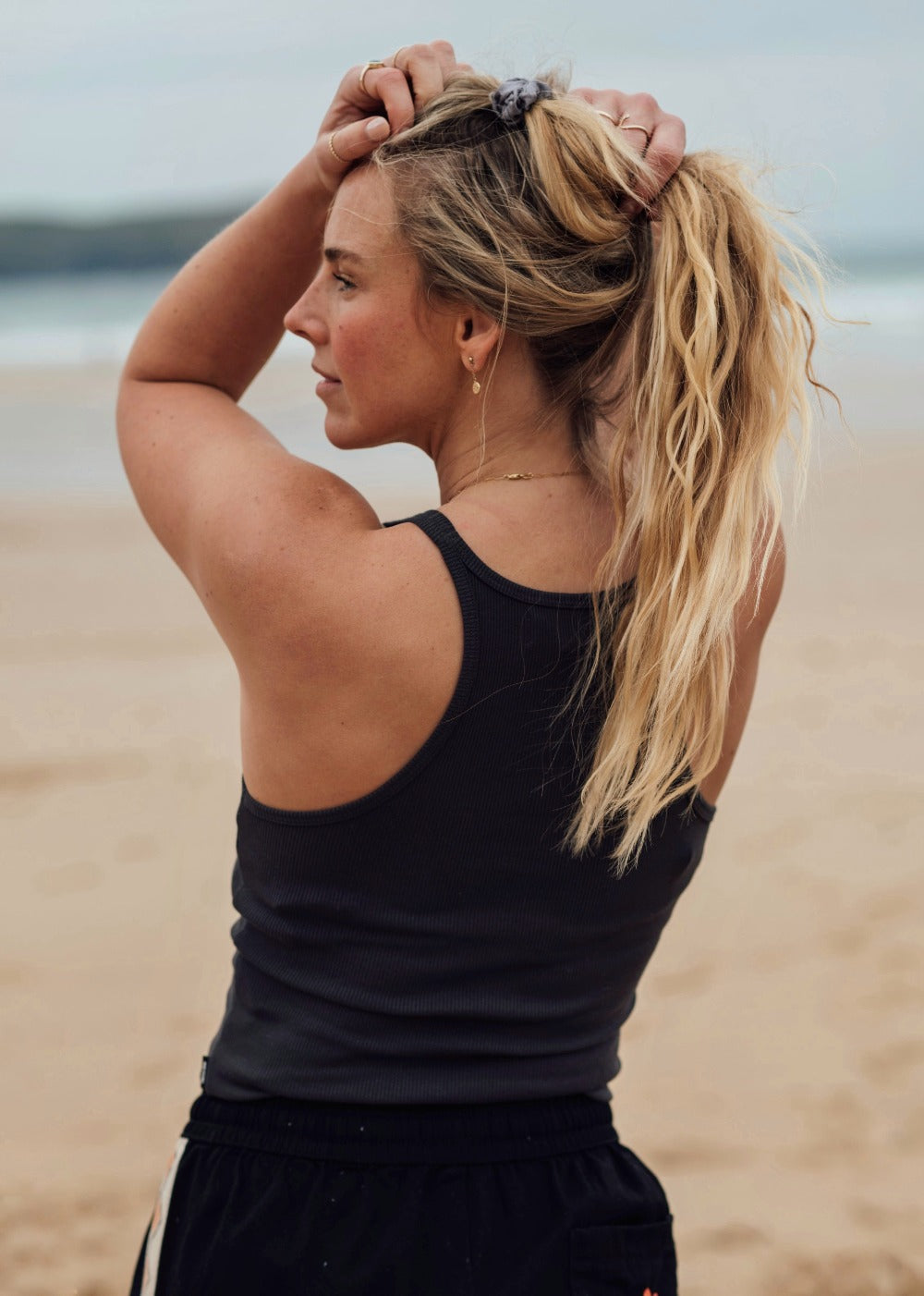 Endless Summer Ribbed Tank in Black