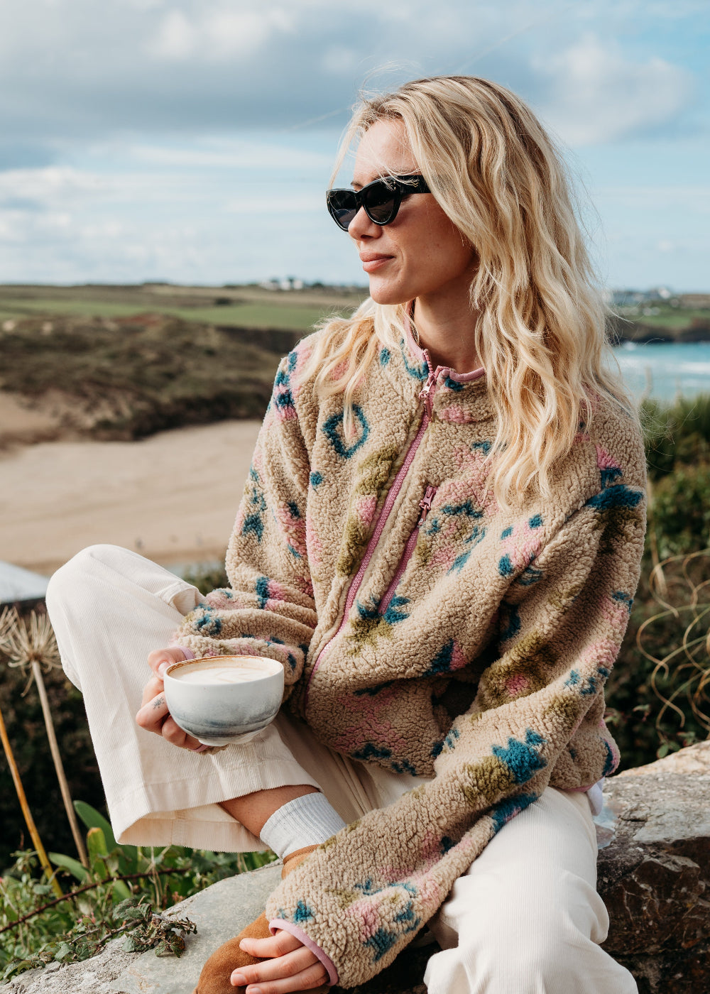 Adele Outdoor Full Zip Fleece in Vintage Pink