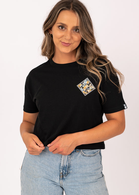 Tippet Tropical Crop Tee in Black by Salty Crew