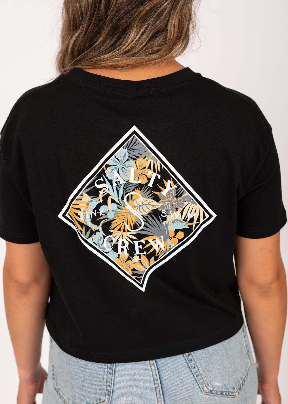 Tippet Tropical Crop Tee in Black