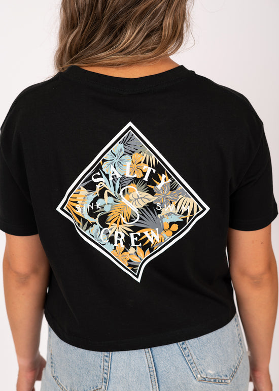 Tippet Tropical Crop Tee in Black