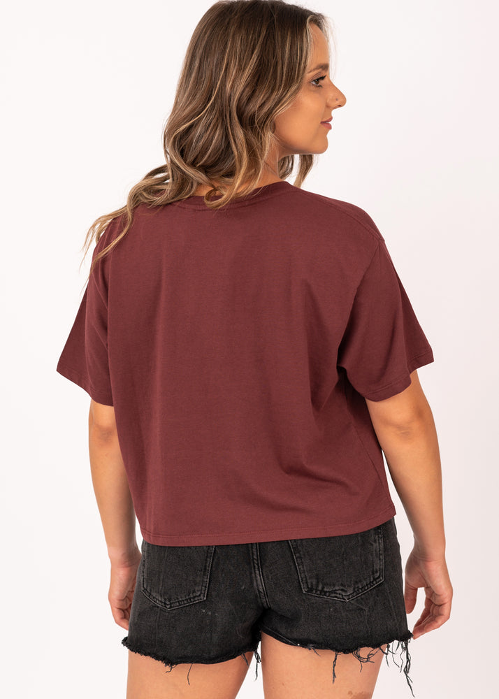 Tallows Crop Tee in Maroon by Rip Curl