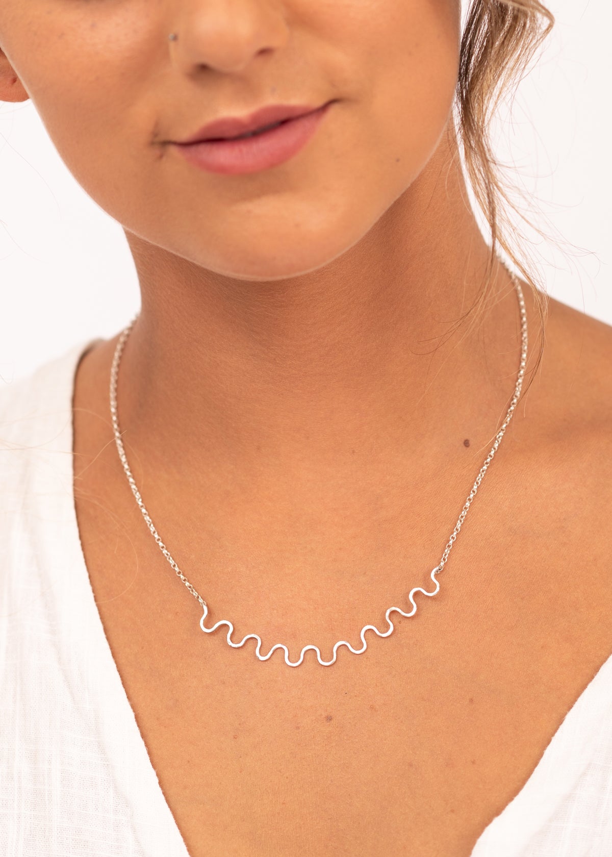 Ripple Wave Sterling Silver Necklace