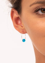 Marine Blue Sea Glass Hoop Earrings by One & Eight