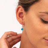 Marine Blue Sea Glass Hoop Earrings by One & Eight