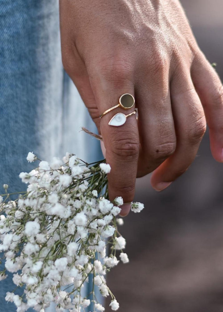 Ocean Treasure Gold Adjustable Ring by Shimmy Bracelets