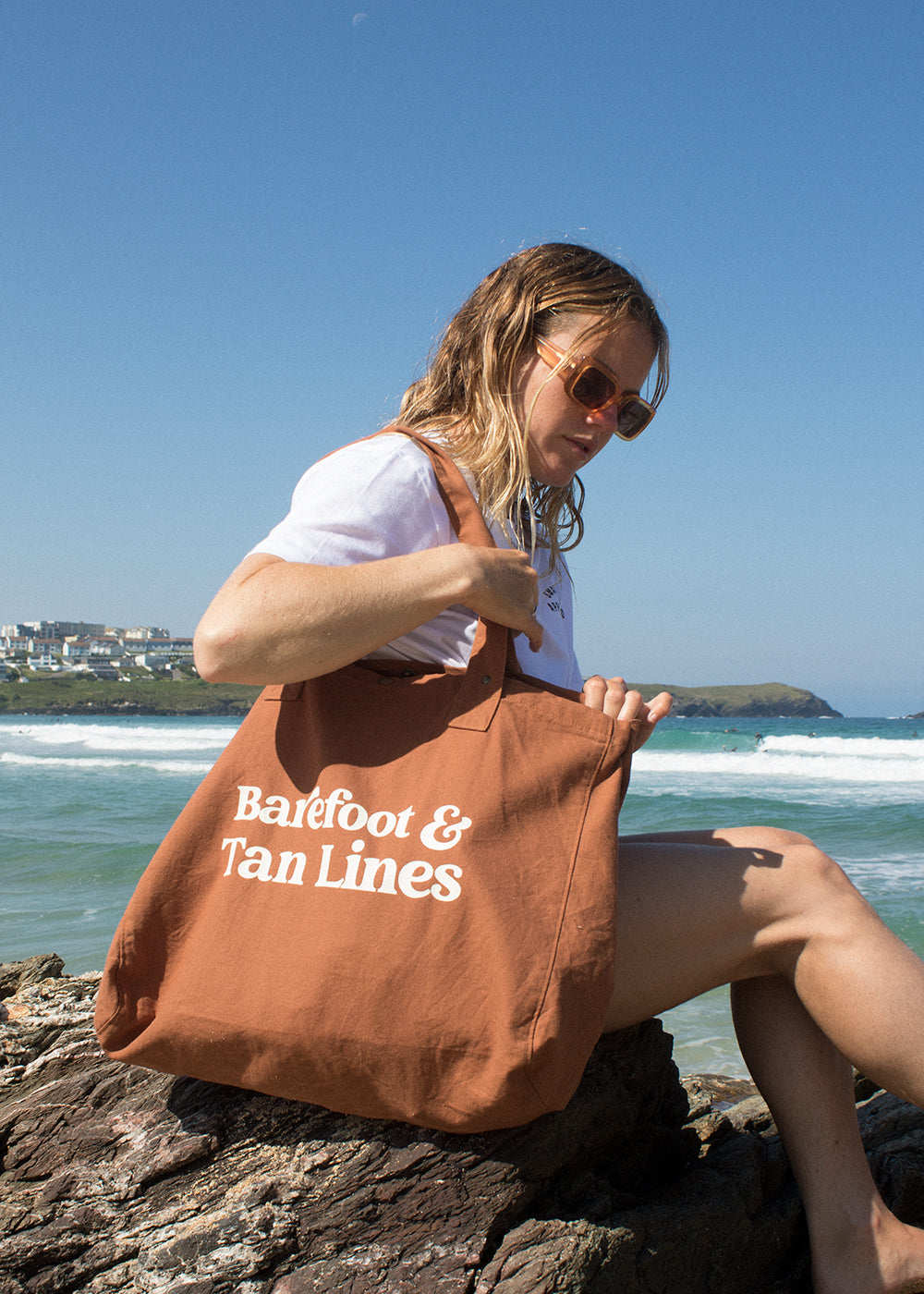 Barefoot & Tan Lines Tote Bag Rust