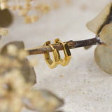 14mm Hexagon Gold Hoop Huggies Waterproof Surf Earrings