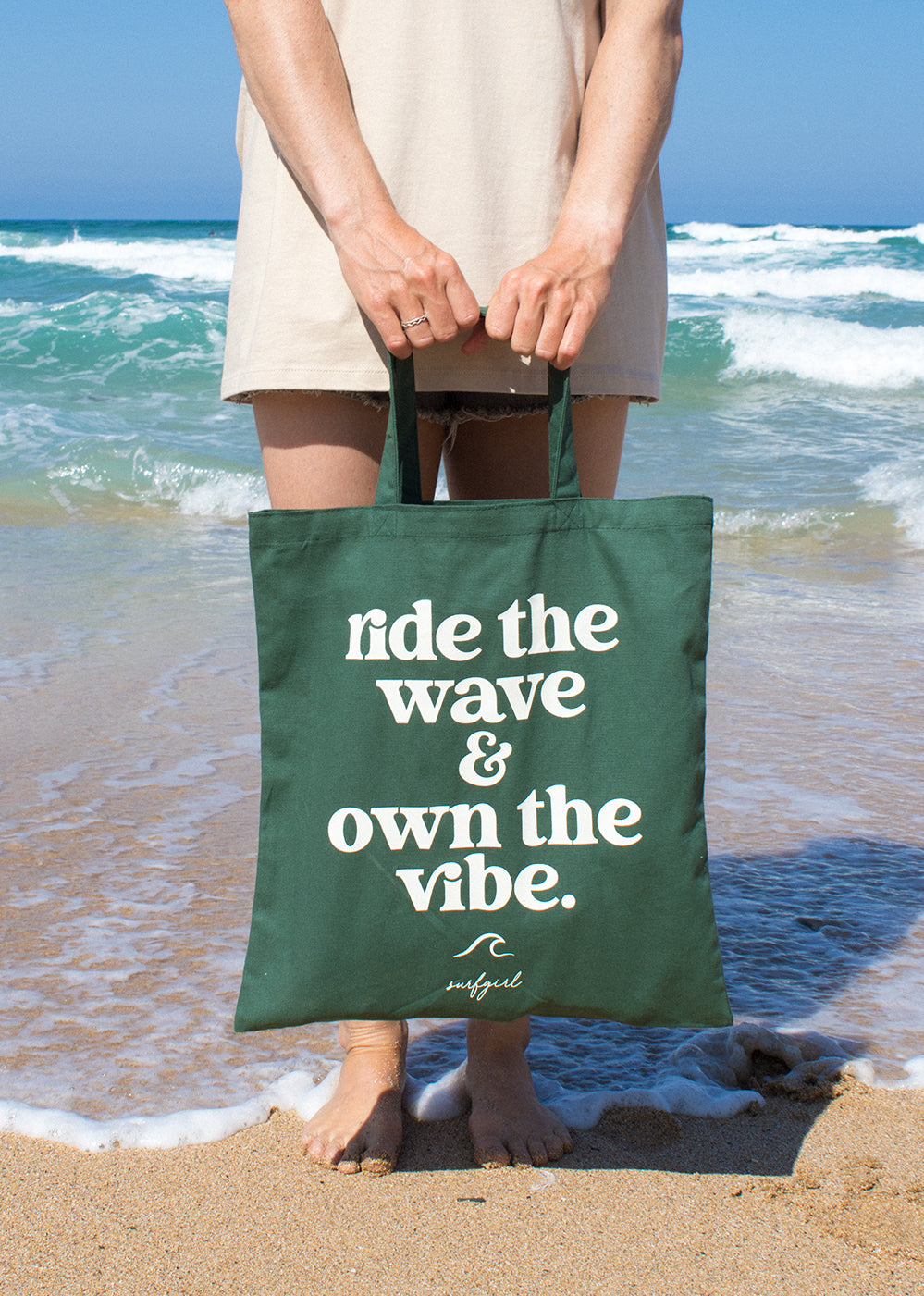 Ride The Wave Tote Bag Seaweed