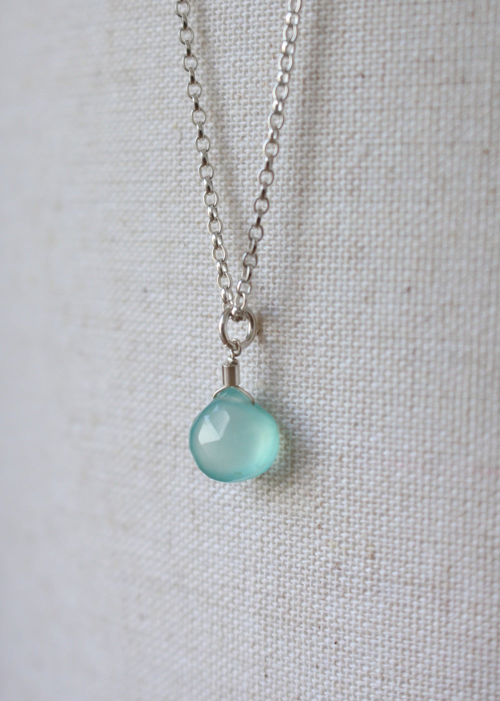 Aqua Chalcedony Pendant Necklace