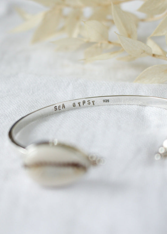 Load image into Gallery viewer, Sea Gypsy Cowrie Shell Sterling Silver Bracelet
