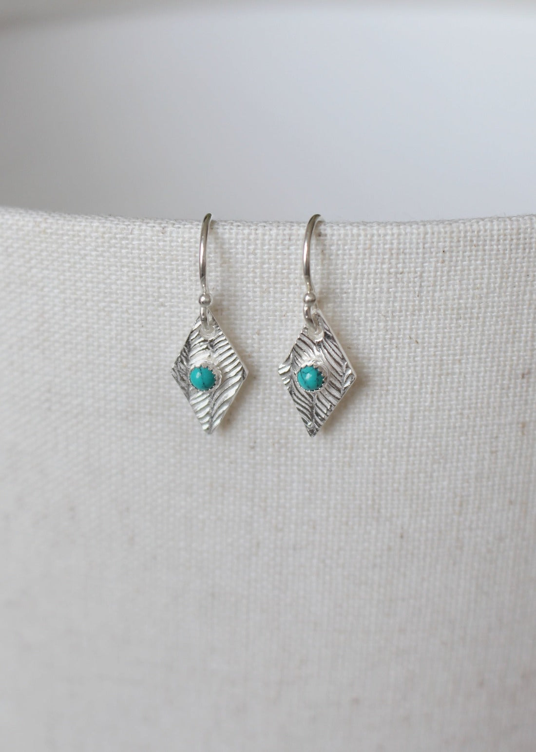 Turquoise Diamond Drop Hook Earrings by Lucy Kemp