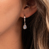 Hinged Moonstone Hoop Earrings by Tropical Tribe