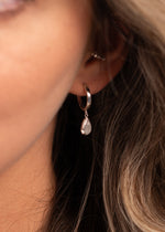 Hinged Moonstone Hoop Earrings by Tropical Tribe