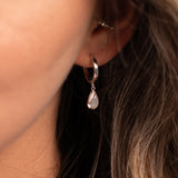 Hinged Moonstone Hoop Earrings by Tropical Tribe