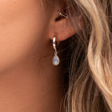 Hinged Moonstone Hoop Earrings by Tropical Tribe