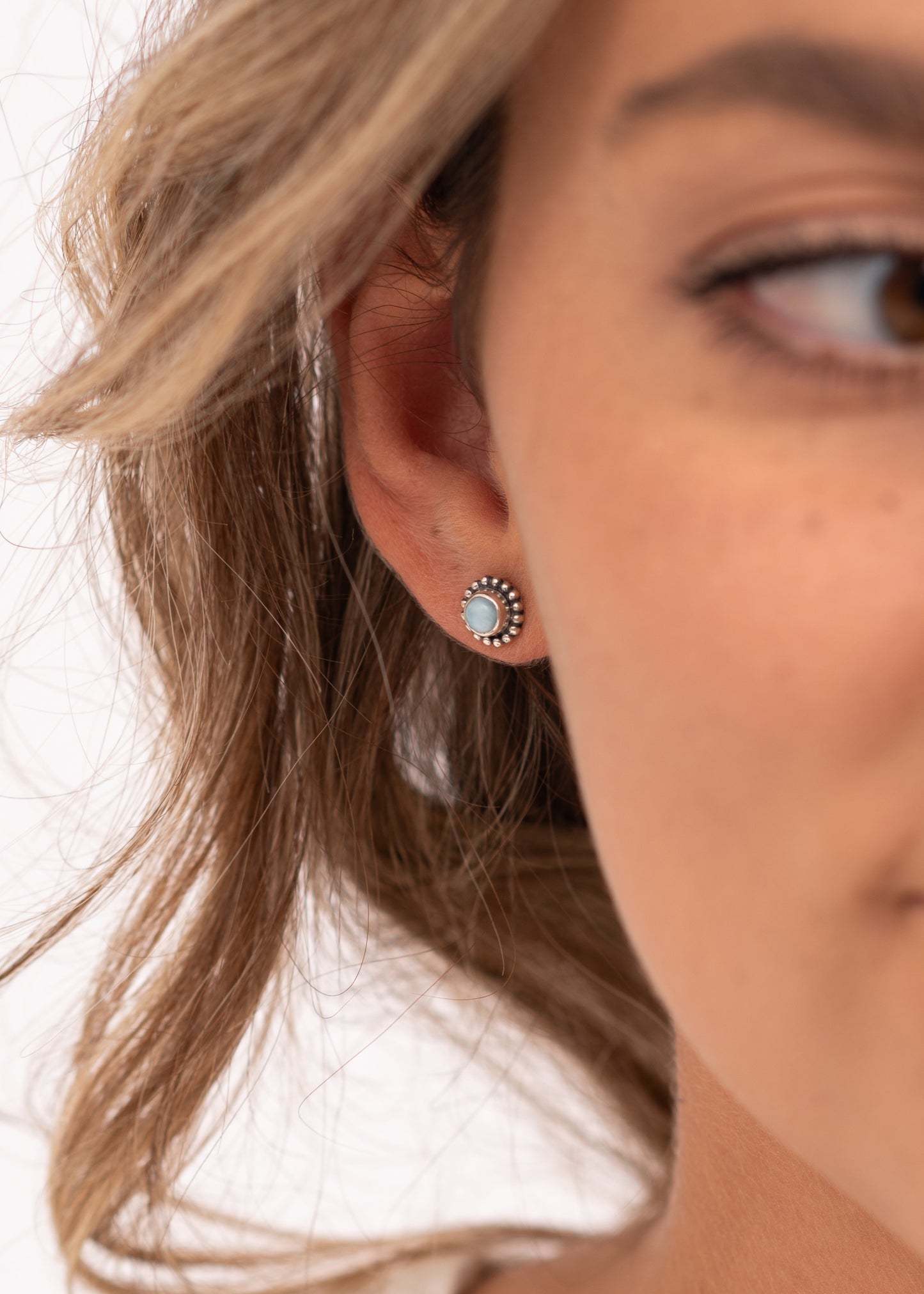 Load image into Gallery viewer, Larimar Marina Stud Earrings by Tropical Tribe
