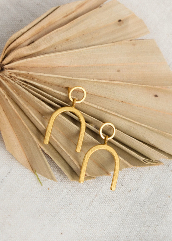 Load image into Gallery viewer, Gold Arch Stud Earrings by Catch The Sunrise
