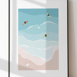 Surfers in the Sea Art Print