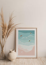 Surfers in the Sea Art Print