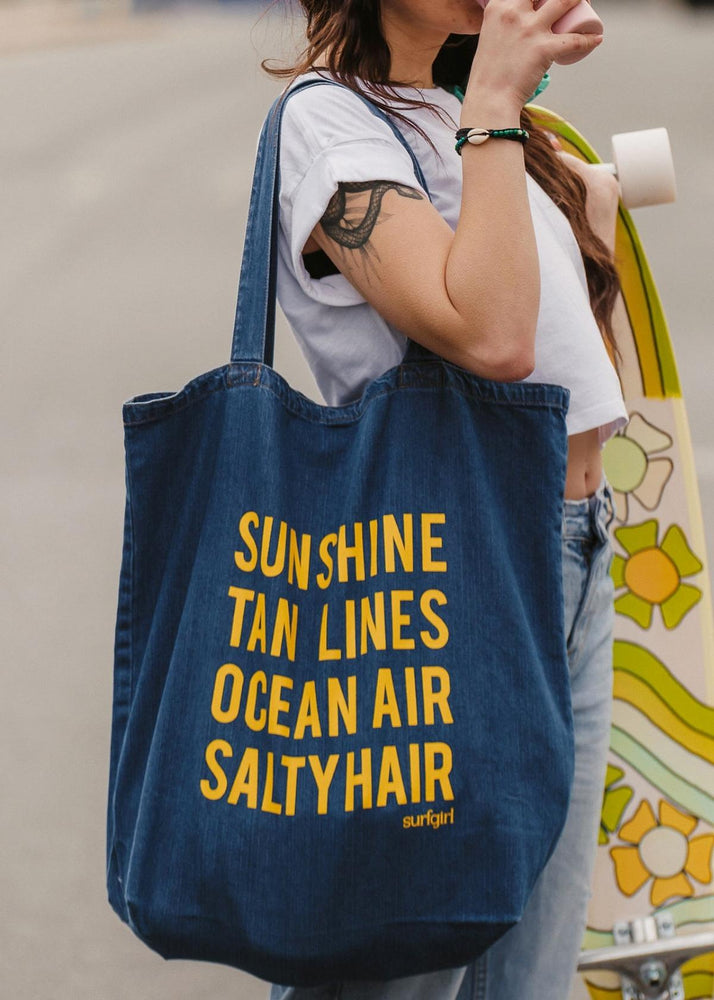 'Sunshine Tan Lines' Organic Denim Shopper