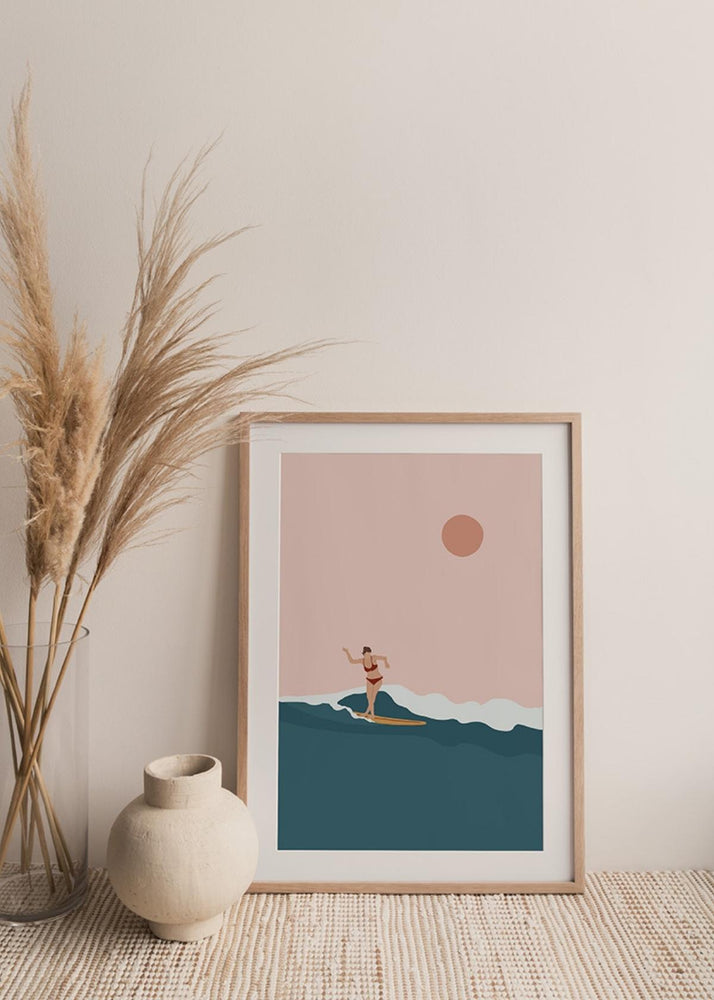 Longboard Surfer Art Print