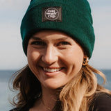 Cold Water Club Rib Knit Beanie in Deep Green