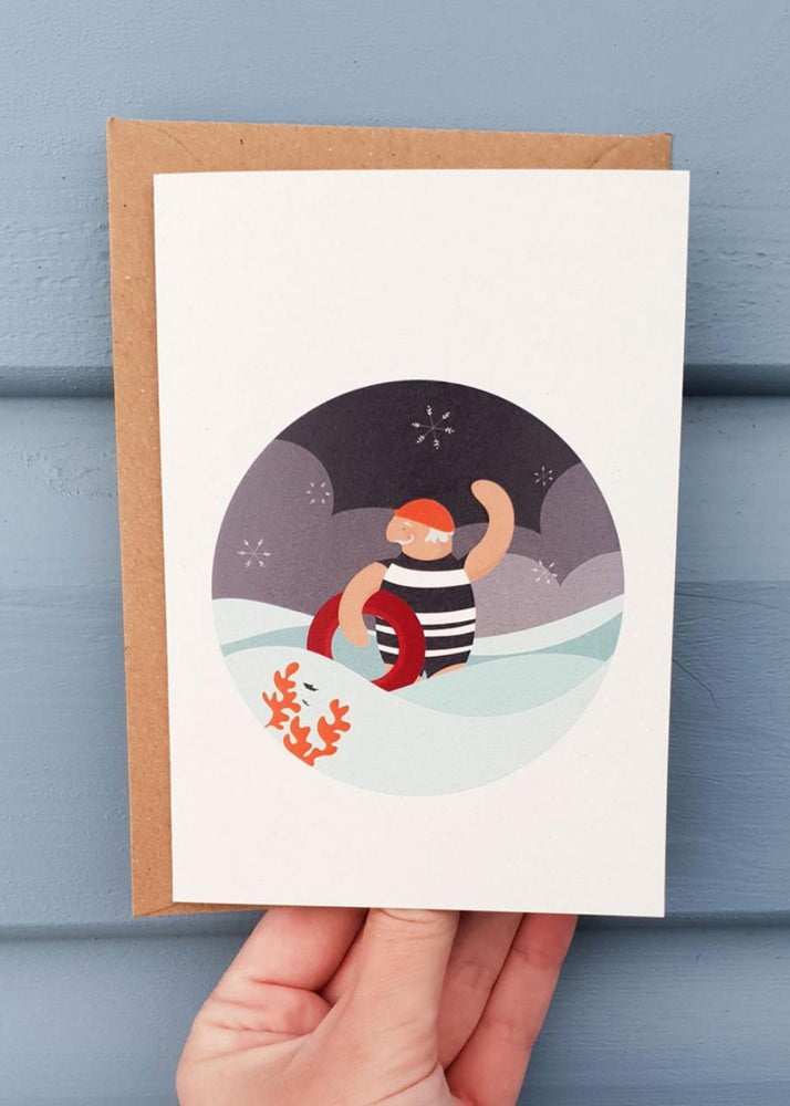 Santa Swim Christmas Greeting Card