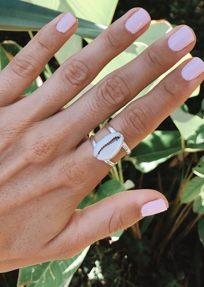 Kairi Cowrie Shell Double Band Ring by Tropical Tribe