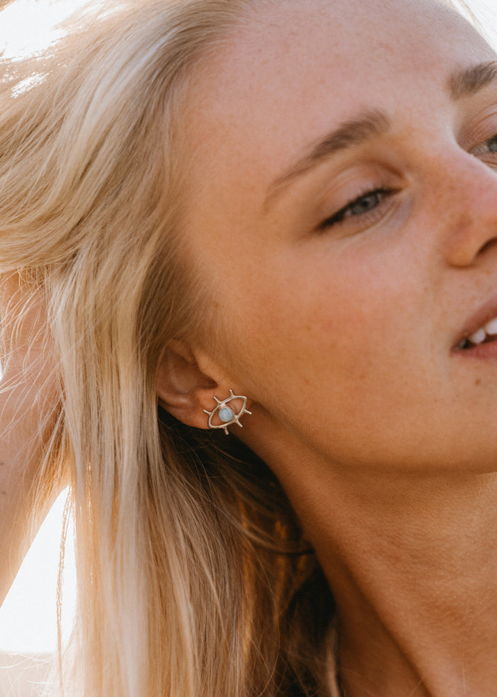 Larimar Eyes Stud Earrings by Tropical Tribe