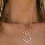 Silver Hammered Hoop Necklace by One & Eight