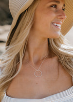 Silver Hammered Hoop Necklace by One & Eight