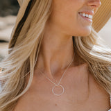 Silver Hammered Hoop Necklace by One & Eight