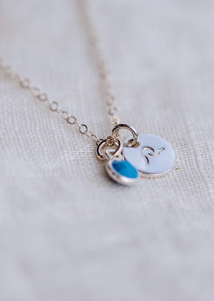 Silver Wave + Turquoise Gemstone Necklace