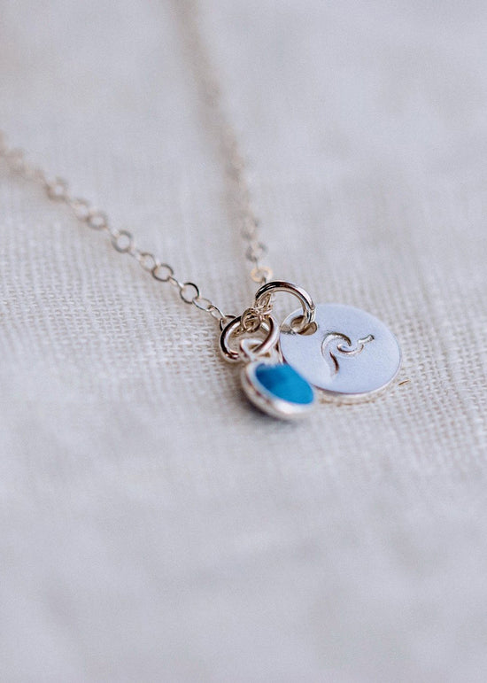 Silver Wave + Turquoise Gemstone Necklace