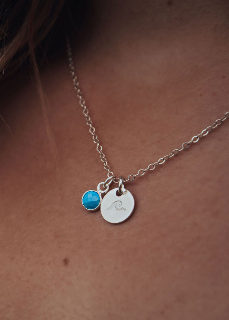 Silver Wave + Turquoise Gemstone Necklace