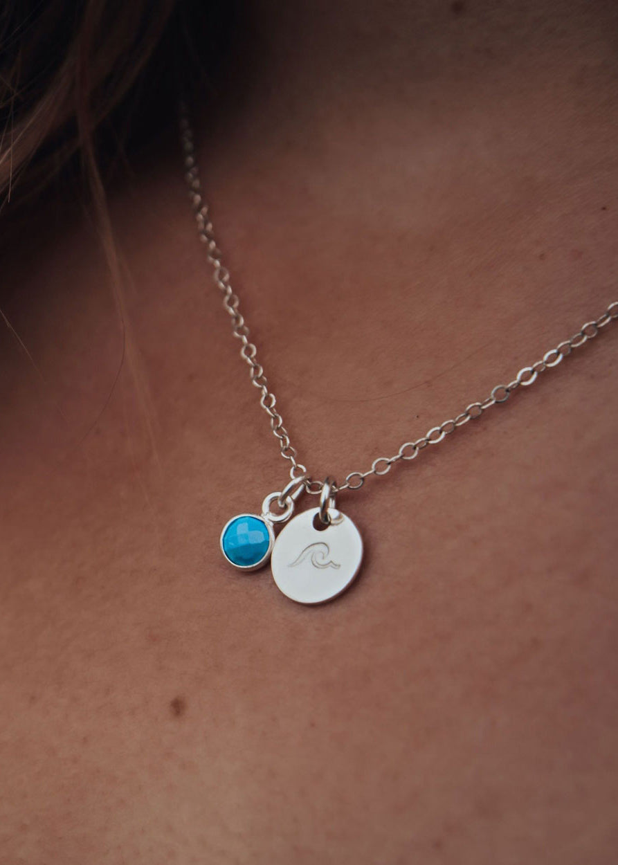 Silver Wave + Turquoise Gemstone Necklace by Catch The Sunrise