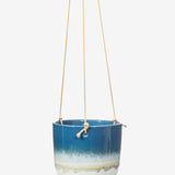 Glazed Ombre Hanging Planter in Blue