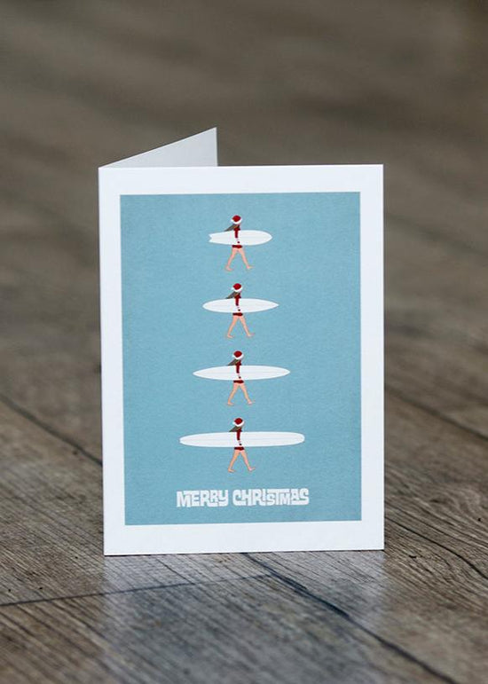 SurfGirl Beach Boutique Christmas X-Mas Surf Theme Quiver Greeting Card