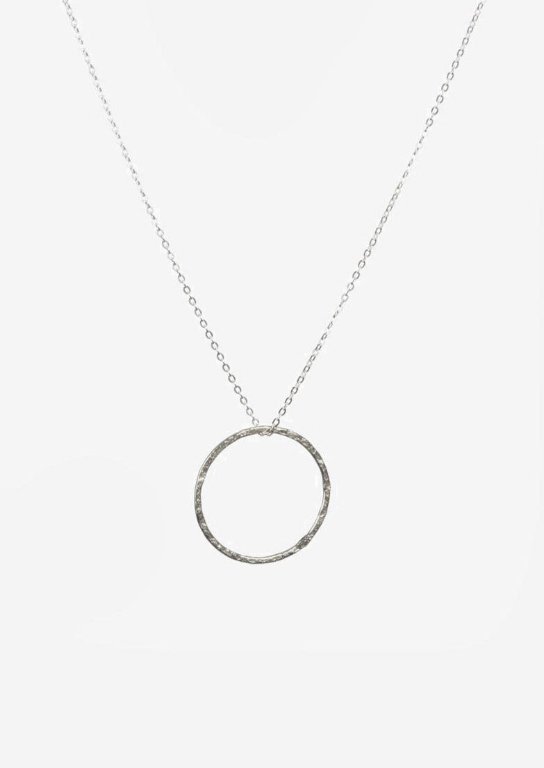 Load image into Gallery viewer, Silver Hammered Hoop Necklace by One &amp;amp; Eight
